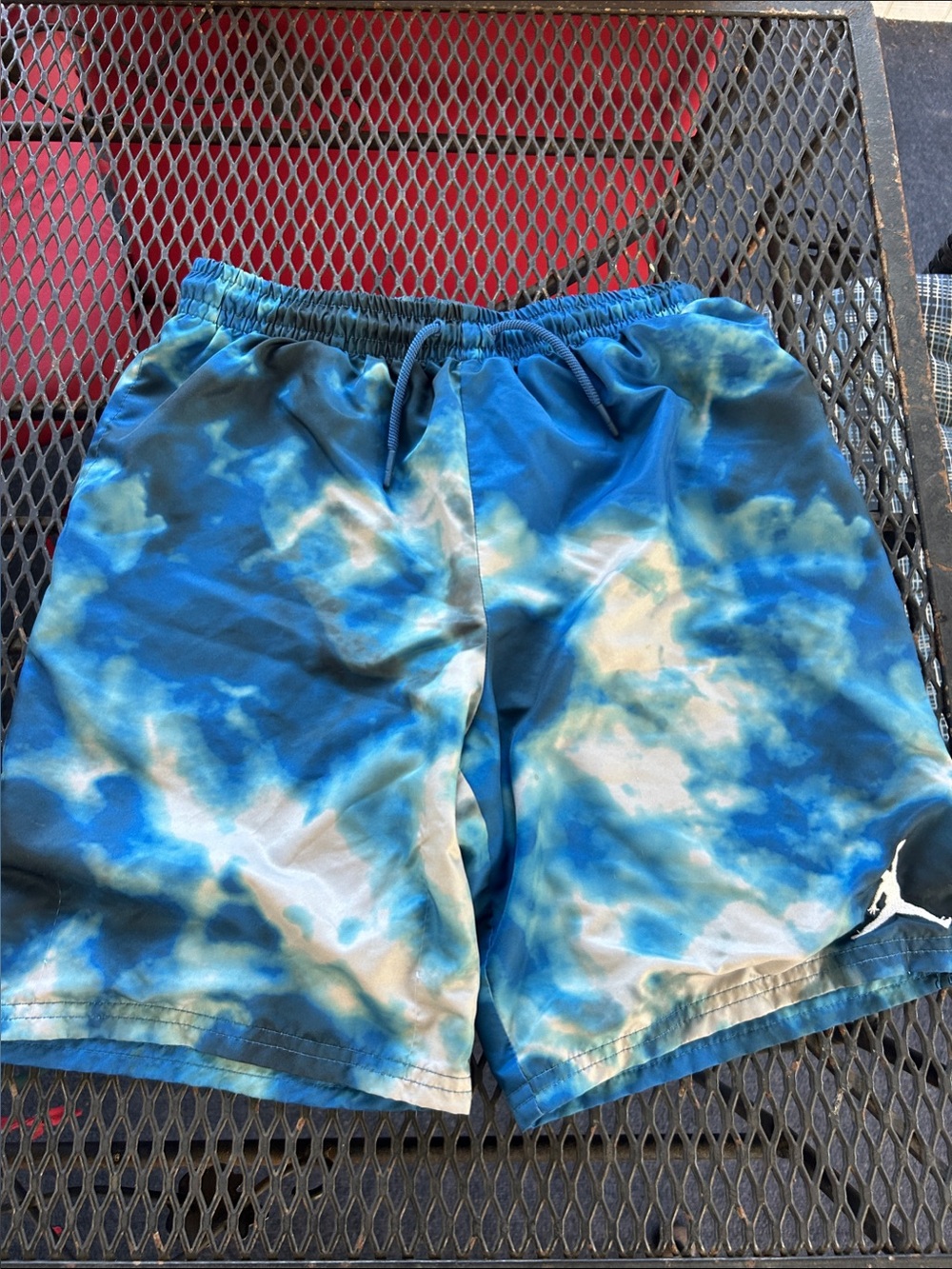 Jordan Blue and White Tie-Dye Swim Shorts